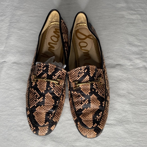 Sam Edelman classic snake skin embossed leather loafers golden horse bit SIZE 8 - Picture 5 of 13